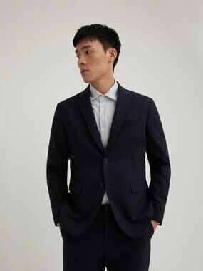 FYNE Navy Water Repellent Four-side Stretch Blazer